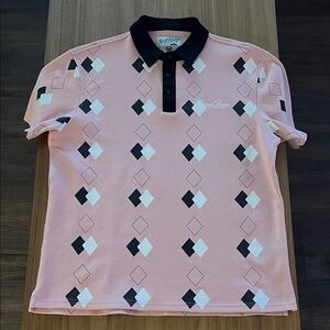 Bogey Boys Golf Pink Polo with Diamond Pattern